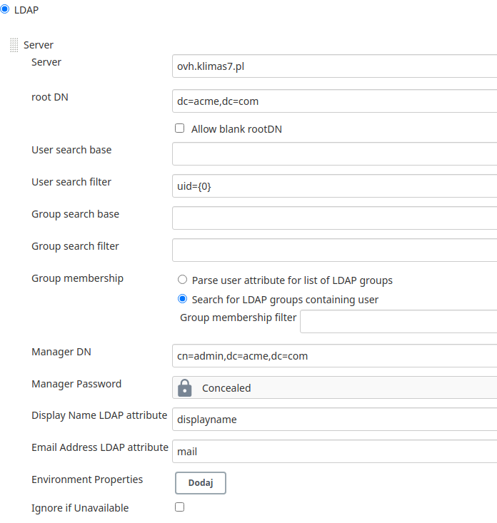 LDAP Configuration